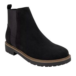 Esprit Selma Chelsea Boot Black Faux Suede Chunky Lug Sole Pull On 9.5